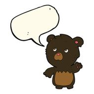 cartoon black teddy bear with speech bubble N4