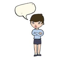 cartoon annoyed woman with speech bubble N132