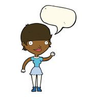 cartoon woman with idea speech bubble N181