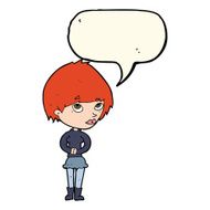 cartoon nervous woman with speech bubble N22