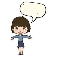 cartoon happy girl with speech bubble N63