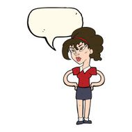 cartoon woman with hands on hips speech bubble N166