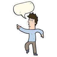 cartoon worried man pointing with speech bubble N22