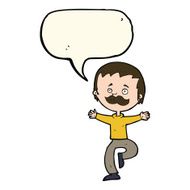 cartoon dancing man with mustache speech bubble N7