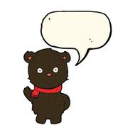 cartoon waving black bear cub with speech bubble N34