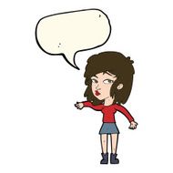 cartoon woman playing it cool with speech bubble N8