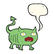 cartoon little imp with speech bubble N11