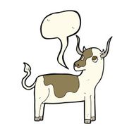 cartoon cow with speech bubble N26