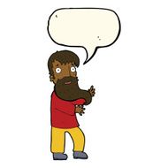 cartoon excited bearded man with speech bubble N8