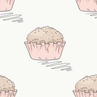 Hand drawn muffin seamless pattern in vector