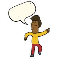 cartoon worried man pointing with speech bubble N23