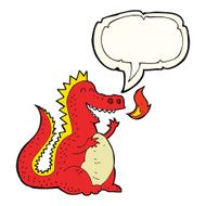 cartoon fire breathing dragon with speech bubble N6