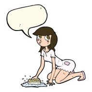 cartoon cinderella scrubbing floors with speech bubble N5