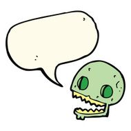 cartoon spooky skull with speech bubble N112