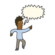cartoon worried man pointing with speech bubble N24