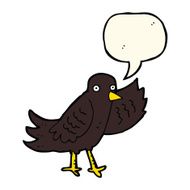 cartoon waving bird with speech bubble N15
