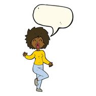 cartoon woman dancing with speech bubble N21