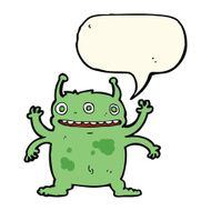 cartoon alien monster with speech bubble N8