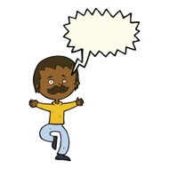 cartoon dancing man with mustache speech bubble N8