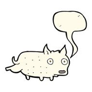 cartoon little dog cocking leg with speech bubble N7