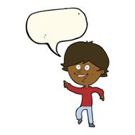 cartoon happy pointing man with speech bubble N14