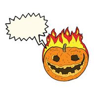 cartoon spooky pumpkin with speech bubble N14