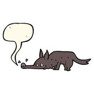 cartoon dog sniffing floor with speech bubble N4