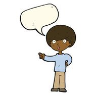 cartoon pointing boy with speech bubble N23
