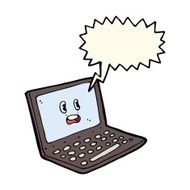 cartoon laptop computer with speech bubble N8