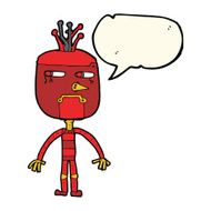 funny cartoon robot with speech bubble N39