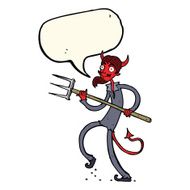 cartoon devil with pitchfork speech bubble N22