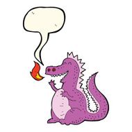 cartoon fire breathing dragon with speech bubble N7