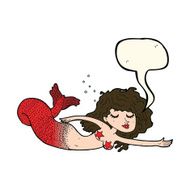 cartoon mermaid with speech bubble N50