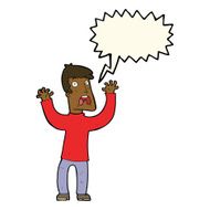 cartoon frightened man with speech bubble N61