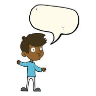cartoon curious boy with speech bubble N28