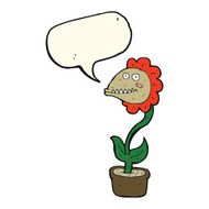 cartoon monster plant with speech bubble N7