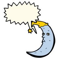 sleepy moon cartoon with speech bubble N8