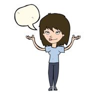cartoon woman shrugging with speech bubble N47