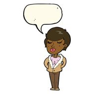 cartoon cool relaxed woman with speech bubble N6