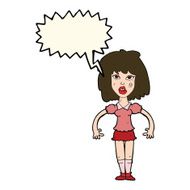 cartoon girl fight with speech bubble N8