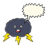 cartoon cloud and lightning bolt symbol with speech bubble N4