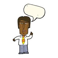 cartoon grumpy boss with speech bubble N8