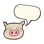 cartoon pig face with speech bubble N7