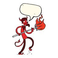 cartoon devil with pitchfork speech bubble N23