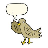 cartoon waving bird with speech bubble N16