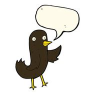 funny cartoon bird with speech bubble N93