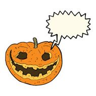 cartoon spooky pumpkin with speech bubble N15