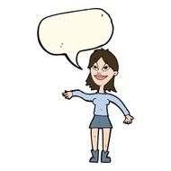 cartoon woman making hand gesture with speech bubble N7