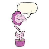 cartoon monster plant with speech bubble N8