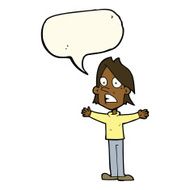 cartoon frightened man with speech bubble N63